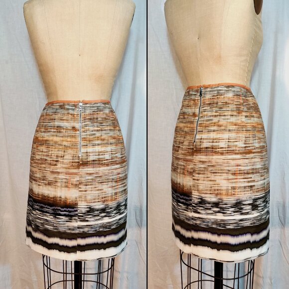 Elie Tahari Abstract Watercolor Stripe Straight Mini Skirt – Medium 8 EUC - Picture 2 of 6